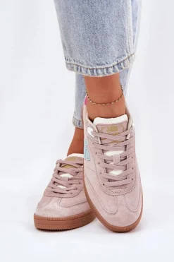 Sneakersy Damskie>D.Franklin Zamszowe Buty Sportowe Sneakersy Damskie DFSH387005 Brudny Róż Różowy