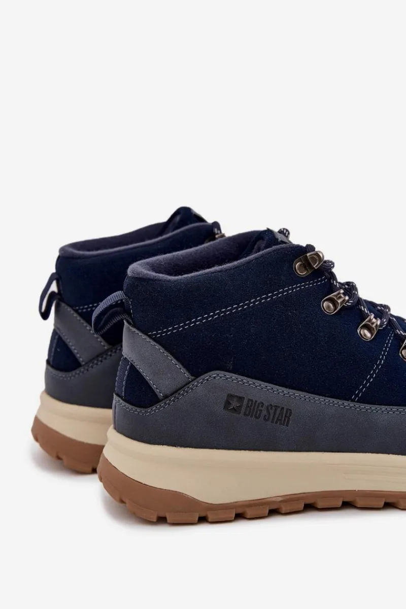 Obuwie Trekkingowe Męskie|Botki Męskie>Big Star Shoes Zamszowe Buty Trekkingowe Męskie Big Star SS174264 Granatowe Niebieski
