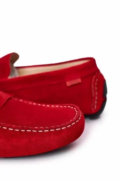 Clearance Zamszowe Casualowe Mokasyny HH1N4066 Czerwone Męskie Mokasyny Wsuwane|Półbuty Casual