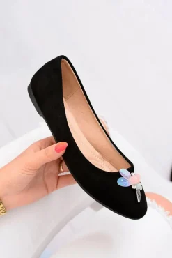 Online Boto Zamszowe Czarne Damskie Balerinki Blume