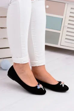 Online Boto Zamszowe Czarne Damskie Balerinki Blume