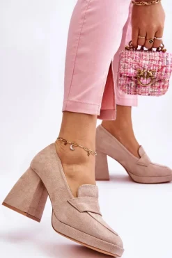 Online Buty damskie Vinceza Zamszowe Czółenka Na Masywnym Obcasie I Platformie Beżowe Adriel