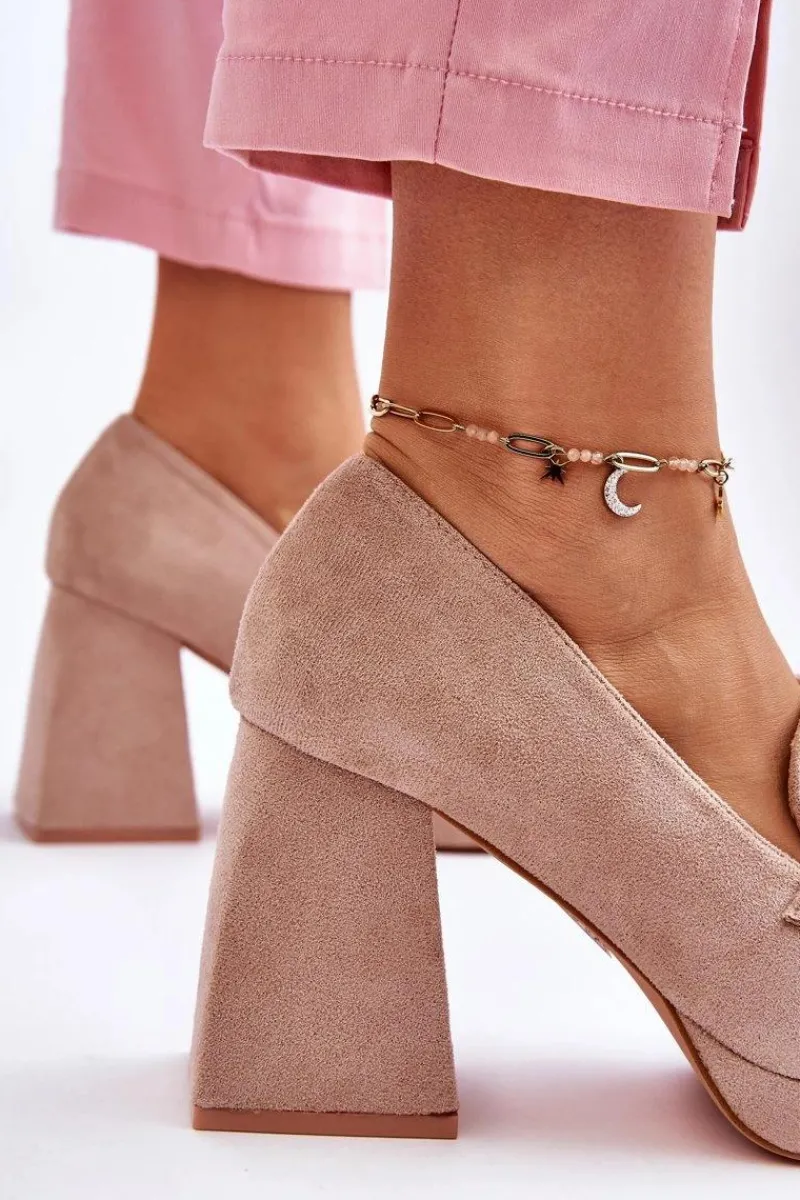 Online Buty damskie Vinceza Zamszowe Czółenka Na Masywnym Obcasie I Platformie Beżowe Adriel