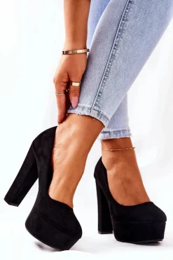 Czółenka Na Platformie|Czółenka Zamszowe>Boto Zamszowe Czółenka Na Platformie Czarne Bemiso