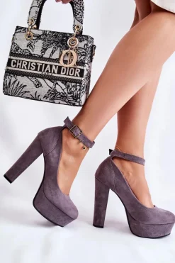 Czółenka Na Platformie|Czółenka Zamszowe>Boto Zamszowe Czółenka Na Platformie Szare Gottie