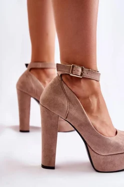 Boto Zamszowe Czółenka Na Platformie Beżowe Gottie