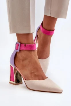 Discount Zamszowe Czółenka Na Słupku Multikolor Lodho Damskie Czółenka Zamszowe|Czółenka Na Słupku