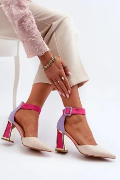 Discount Zamszowe Czółenka Na Słupku Multikolor Lodho Damskie Czółenka Zamszowe|Czółenka Na Słupku