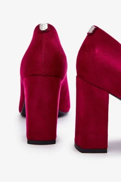 Hot Buty Sergio Leone Zamszowe Czółenka Na Słupku Sergio Leone PB216 Fuksja