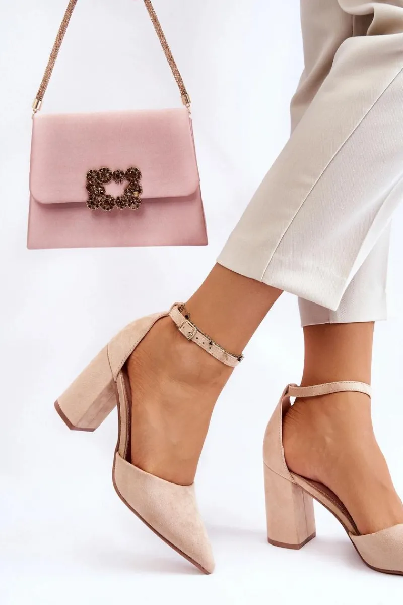 Czółenka Zamszowe|Czółenka Na Słupku>Boto Zamszowe Czółenka Na Słupku Beżowe Lexie