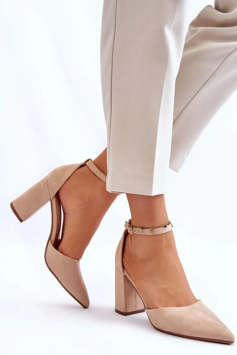 Czółenka Zamszowe|Czółenka Na Słupku>Boto Zamszowe Czółenka Na Słupku Beżowe Lexie