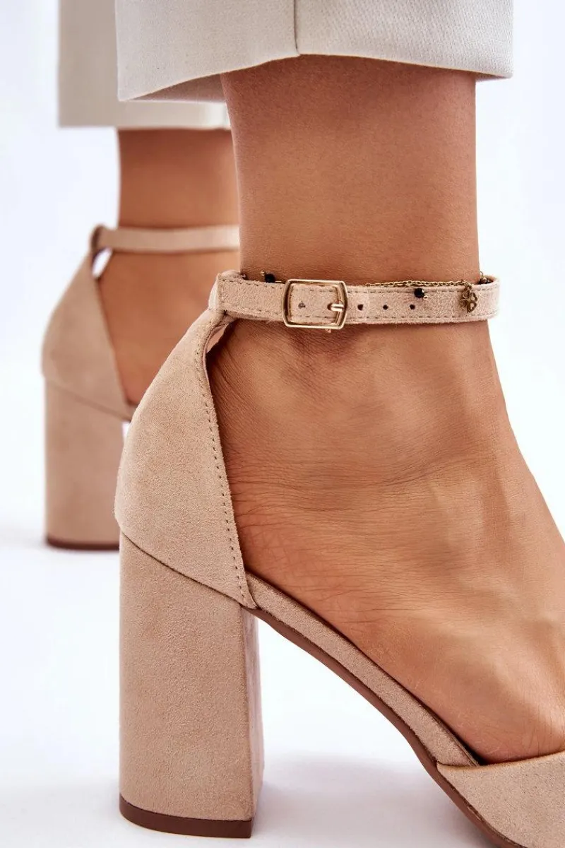 Czółenka Zamszowe|Czółenka Na Słupku>Boto Zamszowe Czółenka Na Słupku Beżowe Lexie