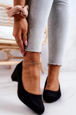 Czółenka Zamszowe|Czółenka Na Słupku>Buty Sergio Leone Zamszowe Czółenka Na Słupku Sergio Leone PB291 Czarne