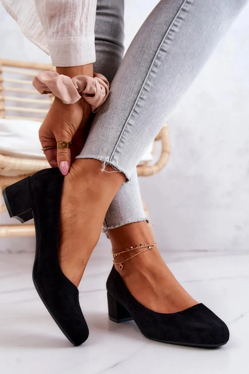 Czółenka Zamszowe|Czółenka Na Słupku>Buty Sergio Leone Zamszowe Czółenka Na Słupku Sergio Leone PB291 Czarne