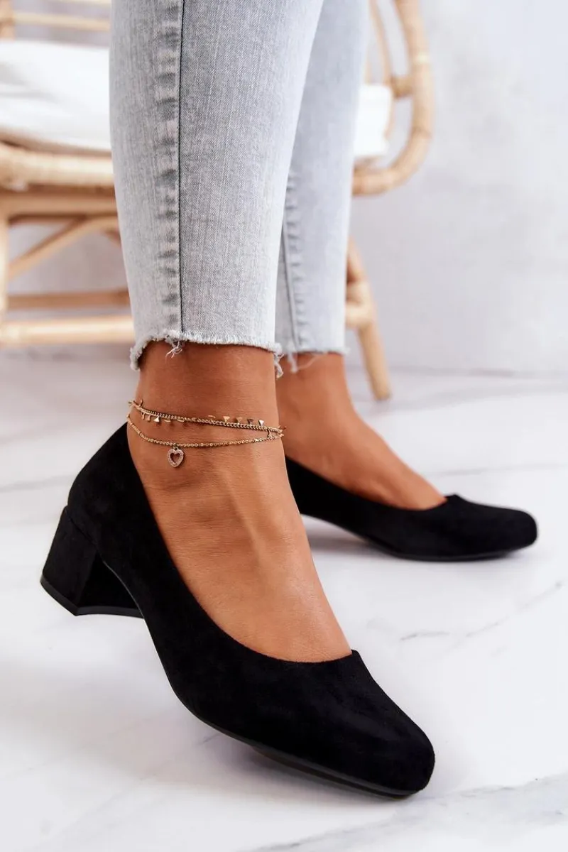 Czółenka Zamszowe|Czółenka Na Słupku>Buty Sergio Leone Zamszowe Czółenka Na Słupku Sergio Leone PB291 Czarne