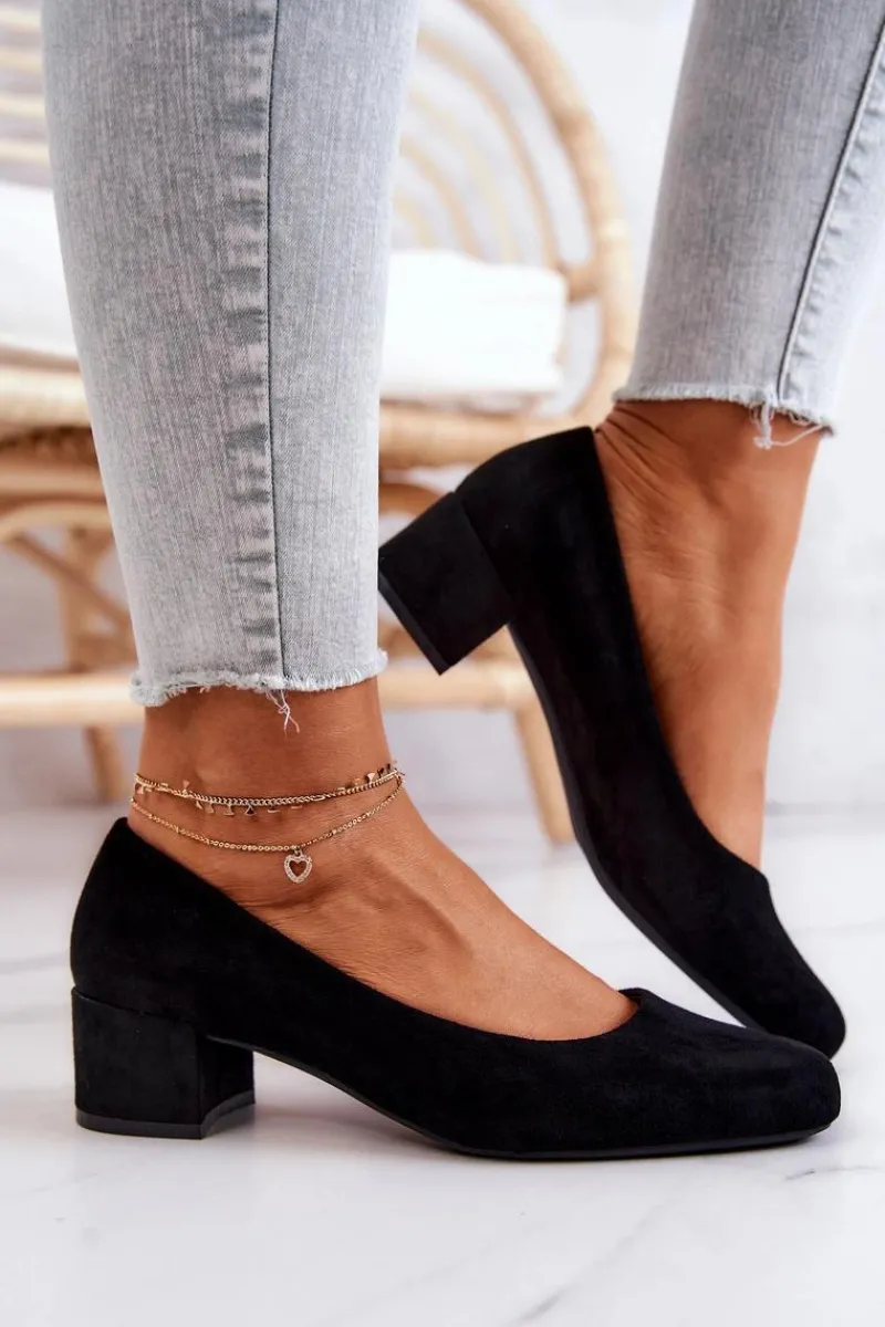 Czółenka Zamszowe|Czółenka Na Słupku>Buty Sergio Leone Zamszowe Czółenka Na Słupku Sergio Leone PB291 Czarne