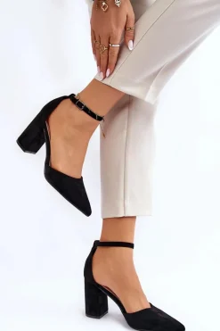 Online Boto Zamszowe Czółenka Na Słupku Czarne Lexie