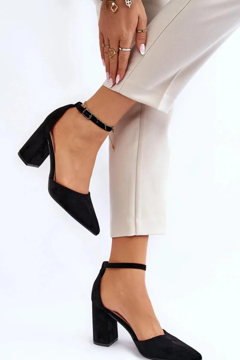 Online Boto Zamszowe Czółenka Na Słupku Czarne Lexie