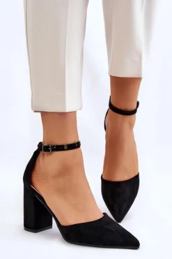 Online Boto Zamszowe Czółenka Na Słupku Czarne Lexie