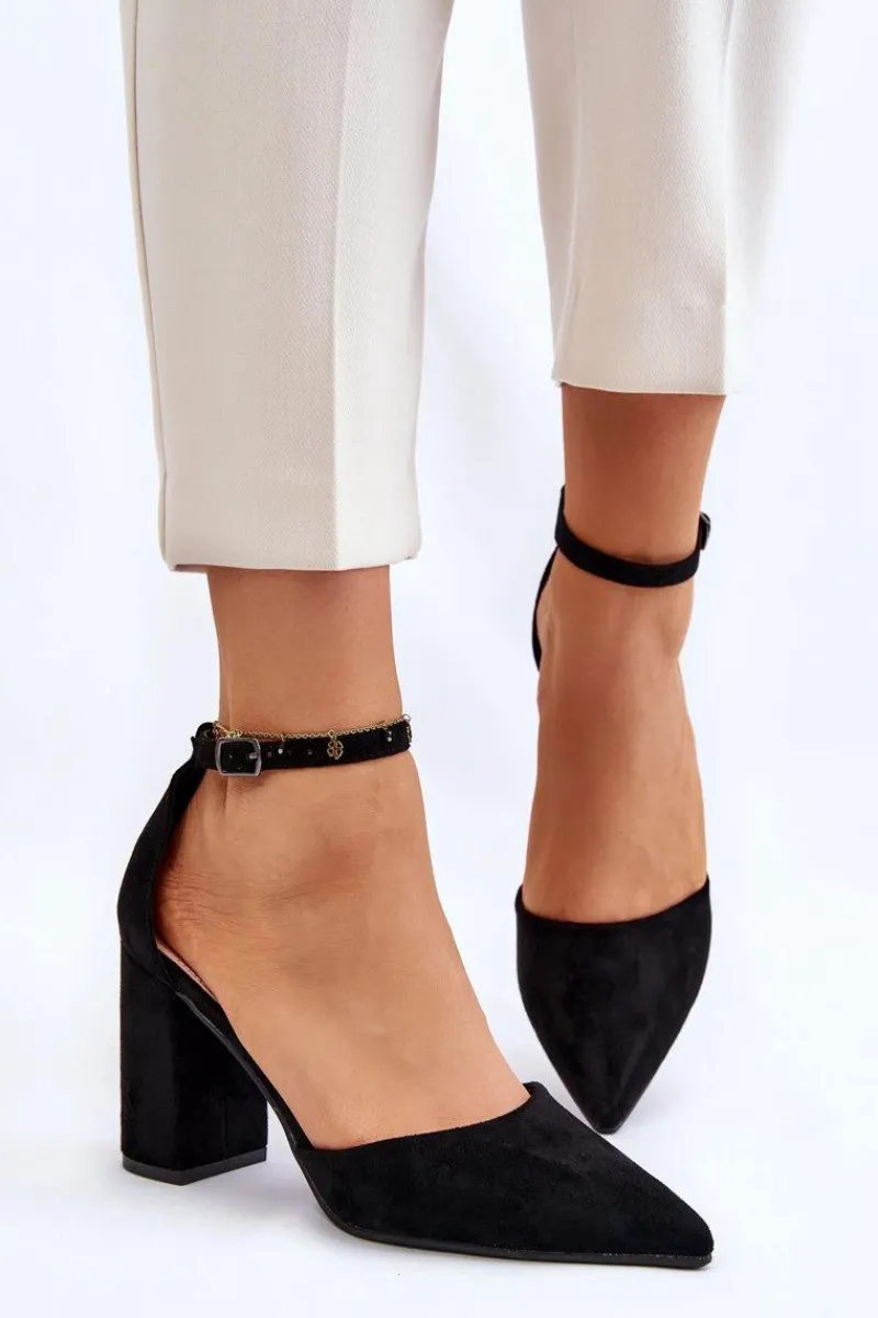 Online Boto Zamszowe Czółenka Na Słupku Czarne Lexie