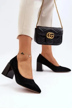 Czółenka Zamszowe|Czółenka Na Słupku>Buty damskie Vinceza Zamszowe Czółenka Na Słupku Czarne Alessyndra