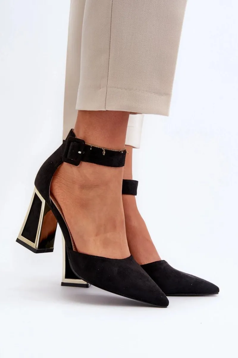 Czółenka Zamszowe|Czółenka Na Słupku>Boto Zamszowe Czółenka Na Słupku Czarne Lodho