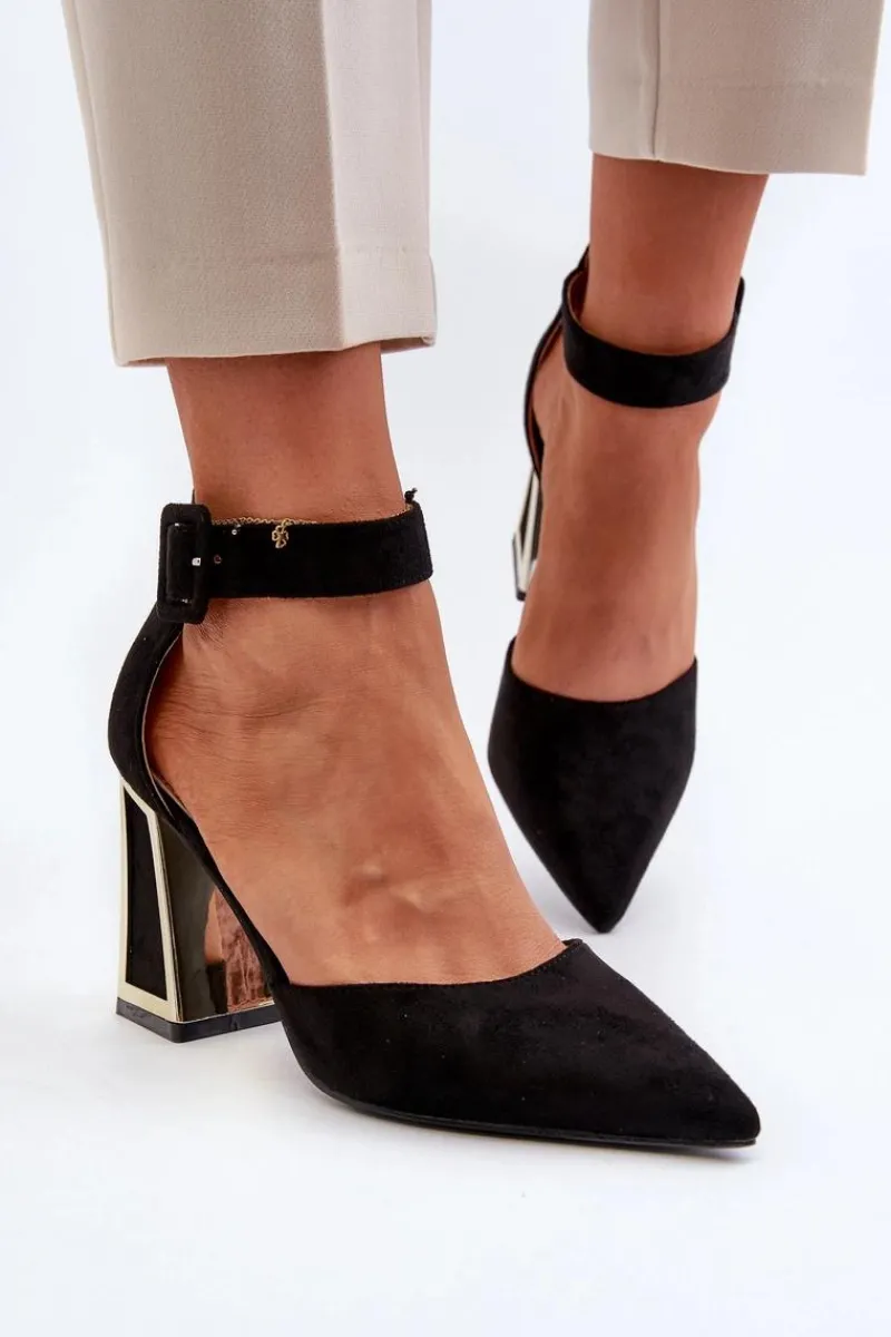 Czółenka Zamszowe|Czółenka Na Słupku>Boto Zamszowe Czółenka Na Słupku Czarne Lodho