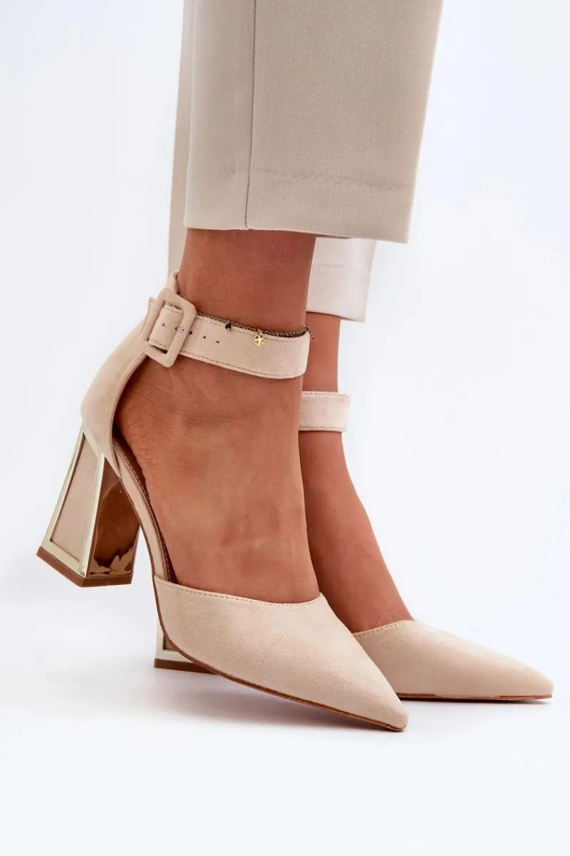 Sale Boto Zamszowe Czółenka Na Słupku Beżowe Lodho