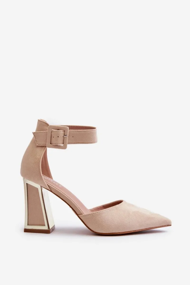 Sale Boto Zamszowe Czółenka Na Słupku Beżowe Lodho