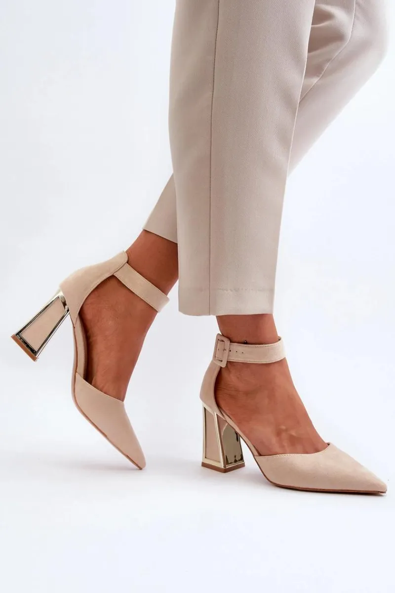 Sale Boto Zamszowe Czółenka Na Słupku Beżowe Lodho