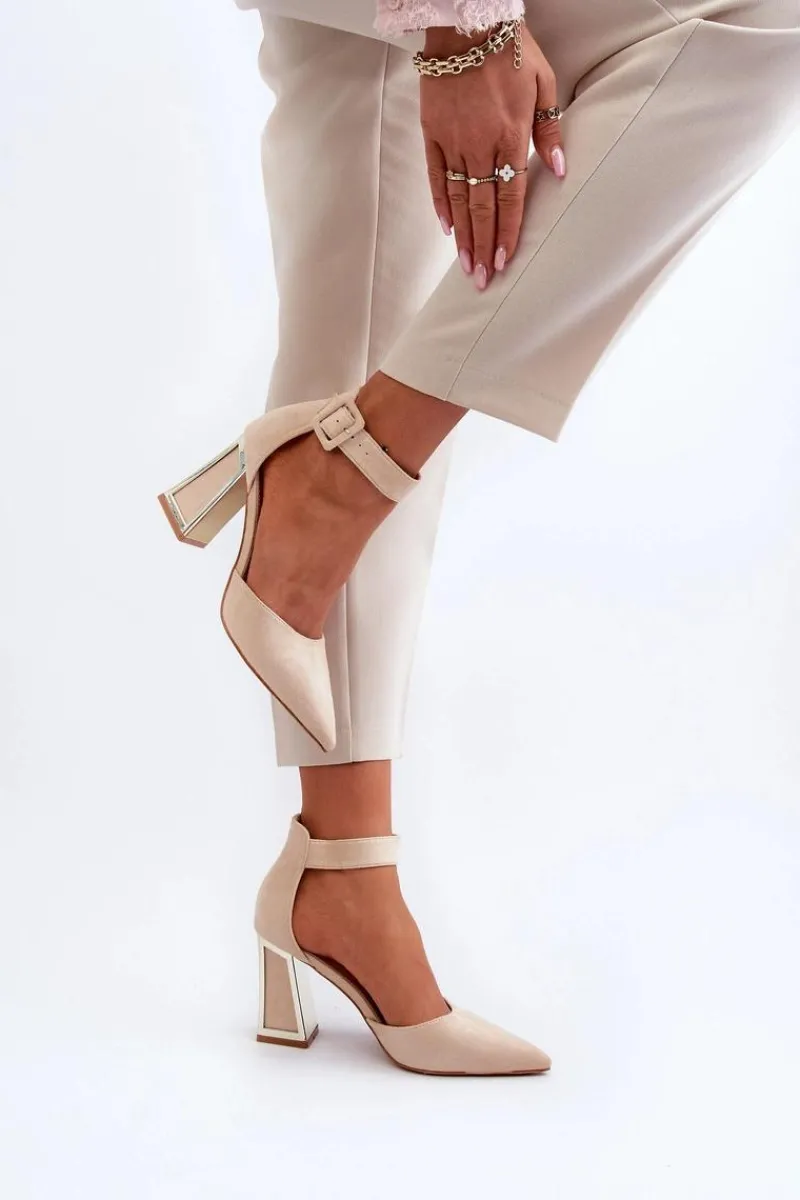 Sale Boto Zamszowe Czółenka Na Słupku Beżowe Lodho