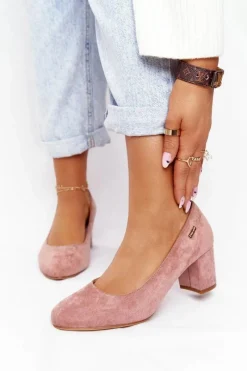 Czółenka Zamszowe|Czółenka Na Słupku>Buty Sergio Leone Zamszowe Czółenka Na Słupku Sergio Leone PB178 Różowe