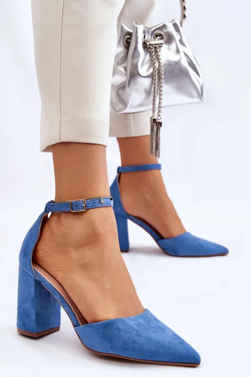 Online Zamszowe Czółenka Na Słupku Niebieskie Lexie Damskie Czółenka Zamszowe|Czółenka Na Słupku