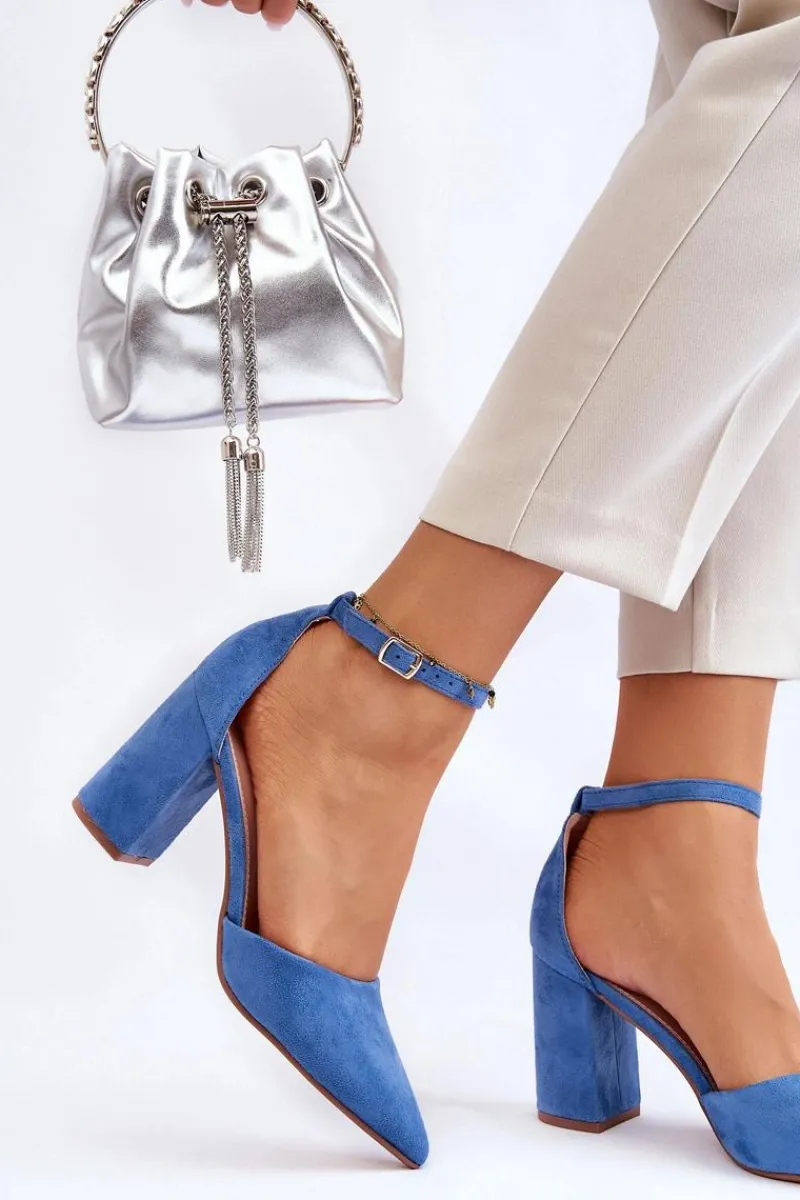 Online Zamszowe Czółenka Na Słupku Niebieskie Lexie Damskie Czółenka Zamszowe|Czółenka Na Słupku