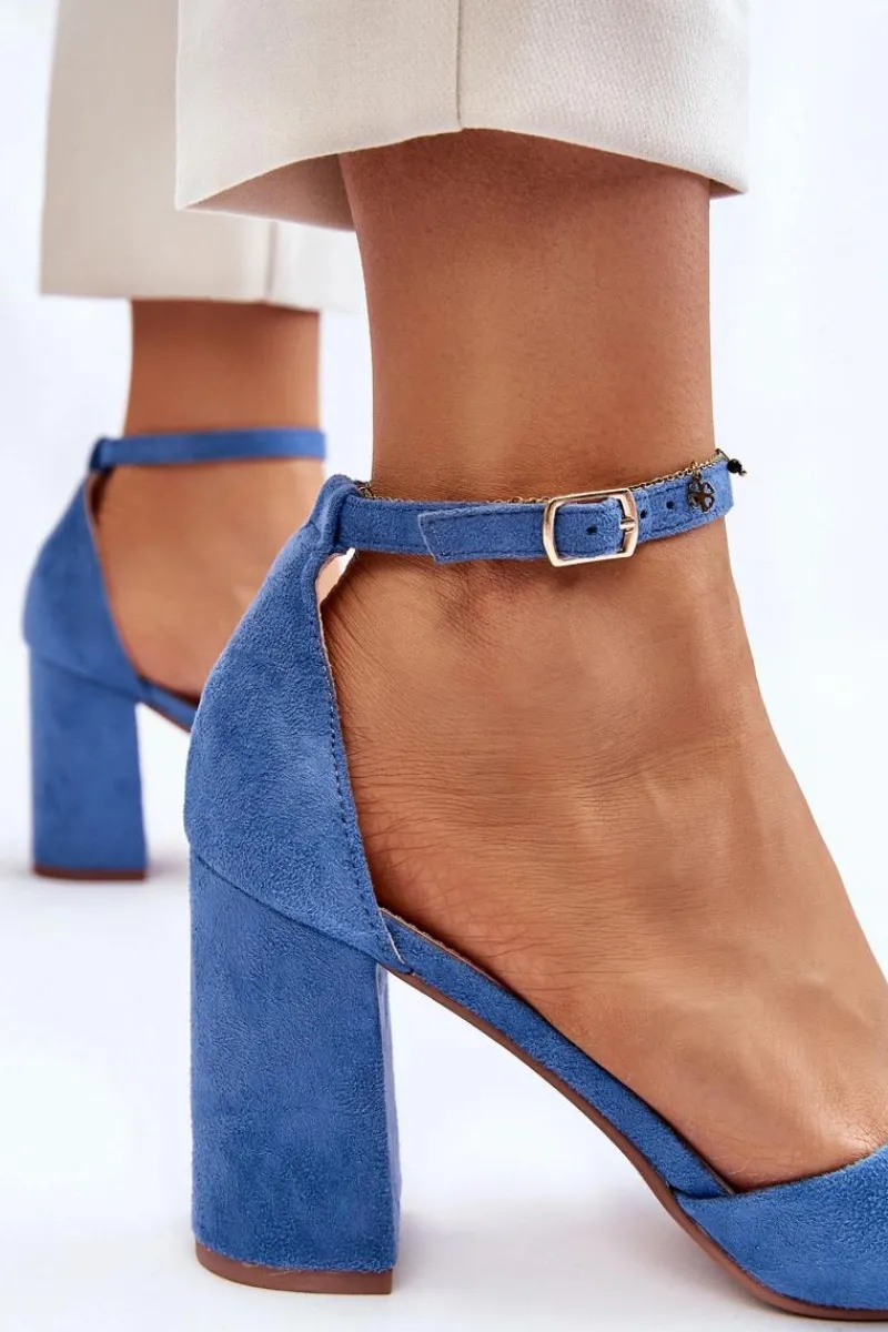 Online Zamszowe Czółenka Na Słupku Niebieskie Lexie Damskie Czółenka Zamszowe|Czółenka Na Słupku