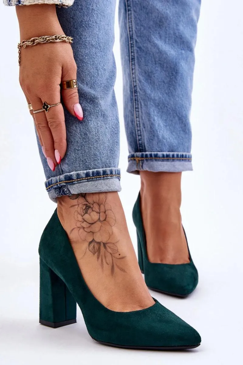 Czółenka Zamszowe|Czółenka Na Słupku>Buty Sergio Leone Zamszowe Czółenka Na Słupku Sergio Leone PB216 Zielone