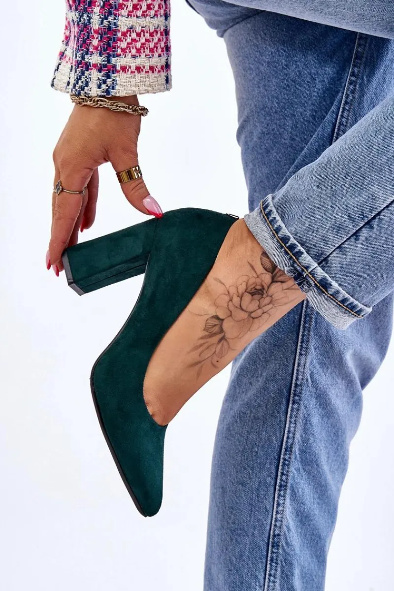 Czółenka Zamszowe|Czółenka Na Słupku>Buty Sergio Leone Zamszowe Czółenka Na Słupku Sergio Leone PB216 Zielone