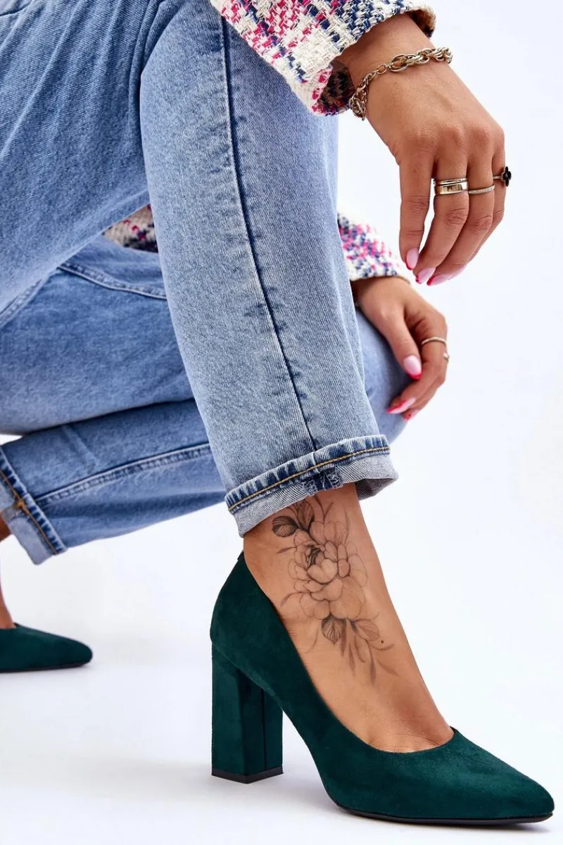 Czółenka Zamszowe|Czółenka Na Słupku>Buty Sergio Leone Zamszowe Czółenka Na Słupku Sergio Leone PB216 Zielone