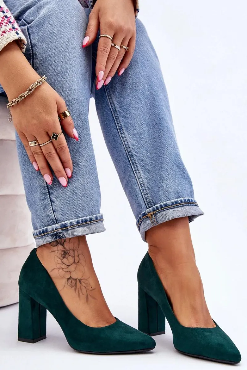 Czółenka Zamszowe|Czółenka Na Słupku>Buty Sergio Leone Zamszowe Czółenka Na Słupku Sergio Leone PB216 Zielone