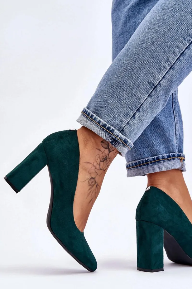 Czółenka Zamszowe|Czółenka Na Słupku>Buty Sergio Leone Zamszowe Czółenka Na Słupku Sergio Leone PB216 Zielone