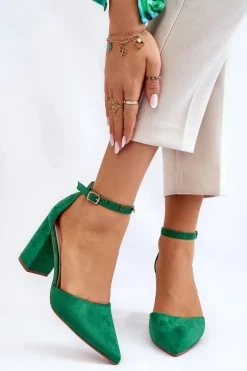 Best Zamszowe Czółenka Na Słupku Zielone Lexie Damskie Czółenka Zamszowe|Czółenka Na Słupku