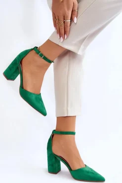 Best Zamszowe Czółenka Na Słupku Zielone Lexie Damskie Czółenka Zamszowe|Czółenka Na Słupku