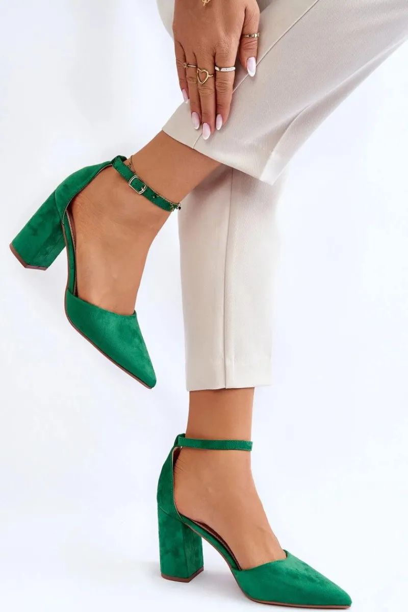 Best Zamszowe Czółenka Na Słupku Zielone Lexie Damskie Czółenka Zamszowe|Czółenka Na Słupku