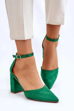 Best Zamszowe Czółenka Na Słupku Zielone Lexie Damskie Czółenka Zamszowe|Czółenka Na Słupku