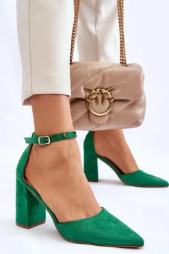 Best Zamszowe Czółenka Na Słupku Zielone Lexie Damskie Czółenka Zamszowe|Czółenka Na Słupku