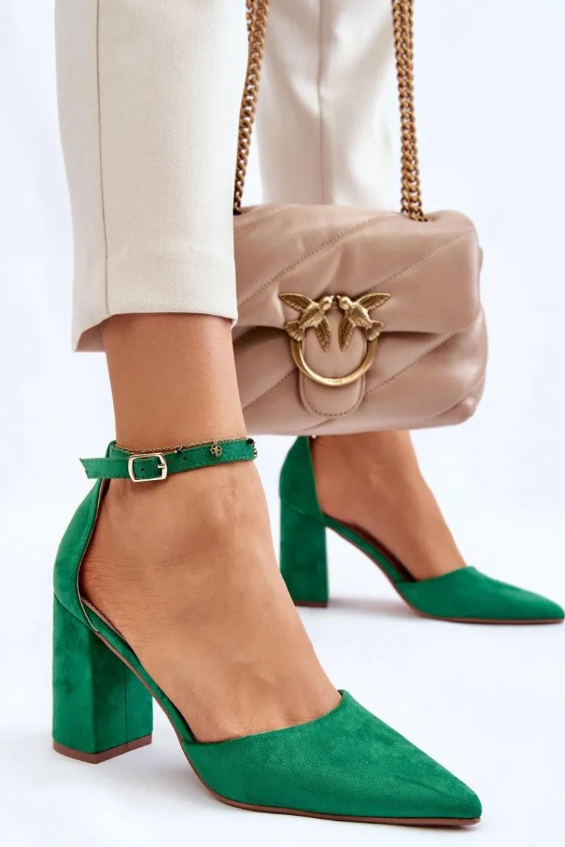 Best Zamszowe Czółenka Na Słupku Zielone Lexie Damskie Czółenka Zamszowe|Czółenka Na Słupku