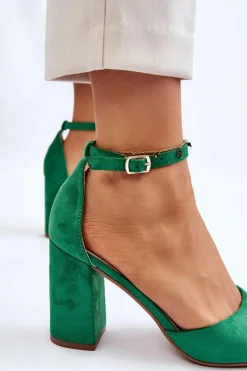 Best Zamszowe Czółenka Na Słupku Zielone Lexie Damskie Czółenka Zamszowe|Czółenka Na Słupku