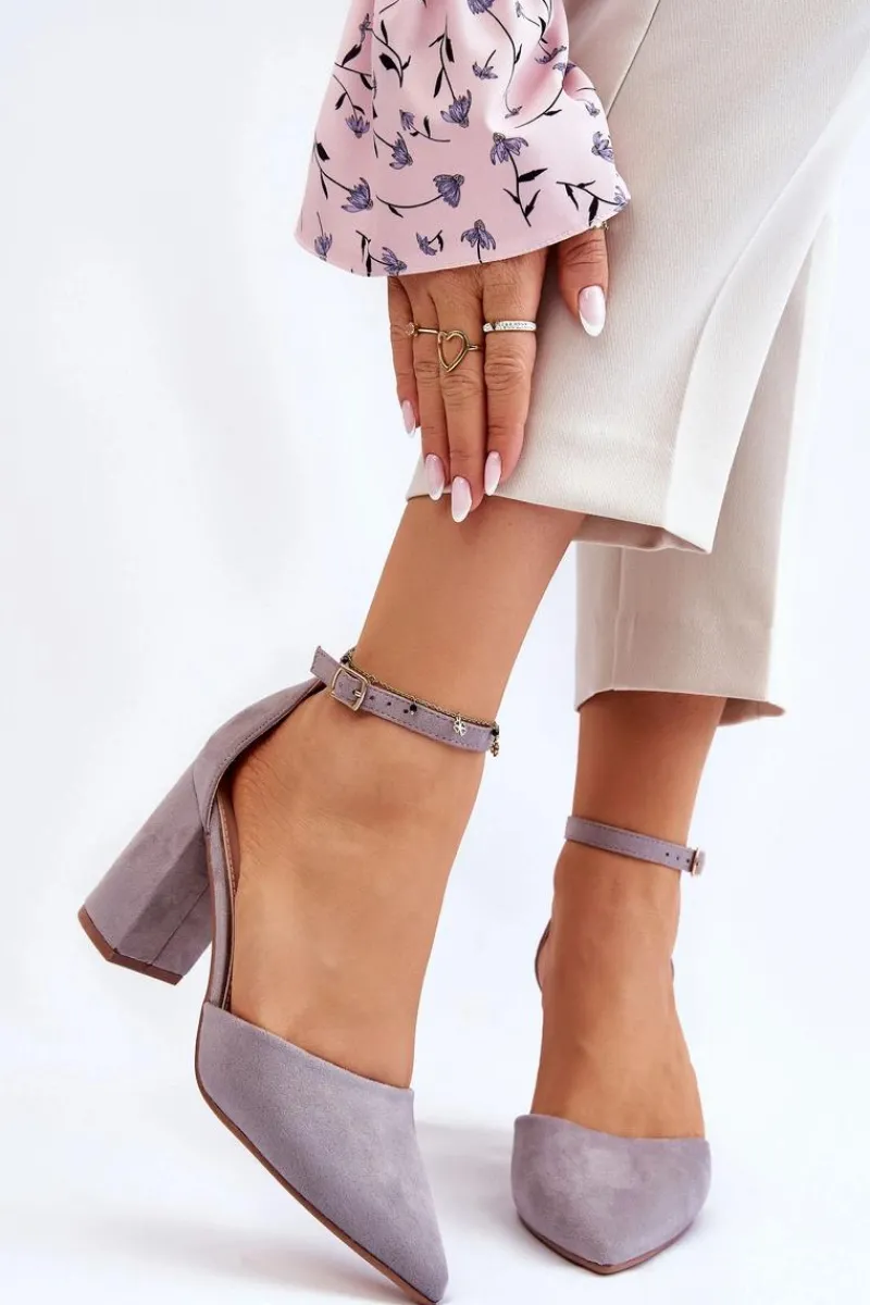 Czółenka Zamszowe|Czółenka Na Słupku>Boto Zamszowe Czółenka Na Słupku Szare Lexie