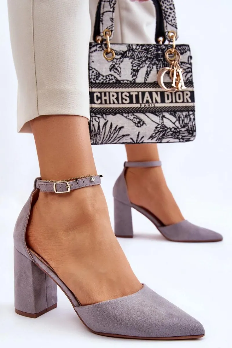 Czółenka Zamszowe|Czółenka Na Słupku>Boto Zamszowe Czółenka Na Słupku Szare Lexie