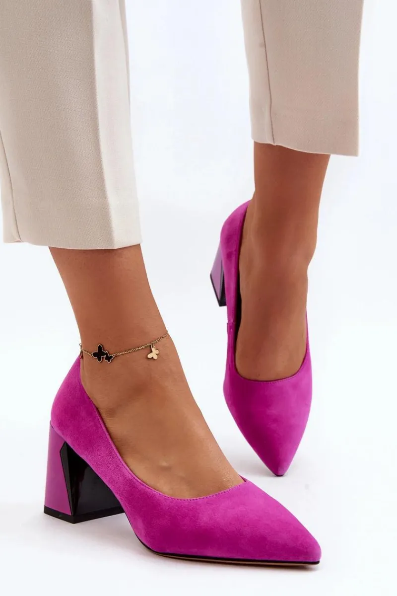 Online Buty damskie Vinceza Zamszowe Czółenka Na Słupku Fuksja Alessyndra Różowy